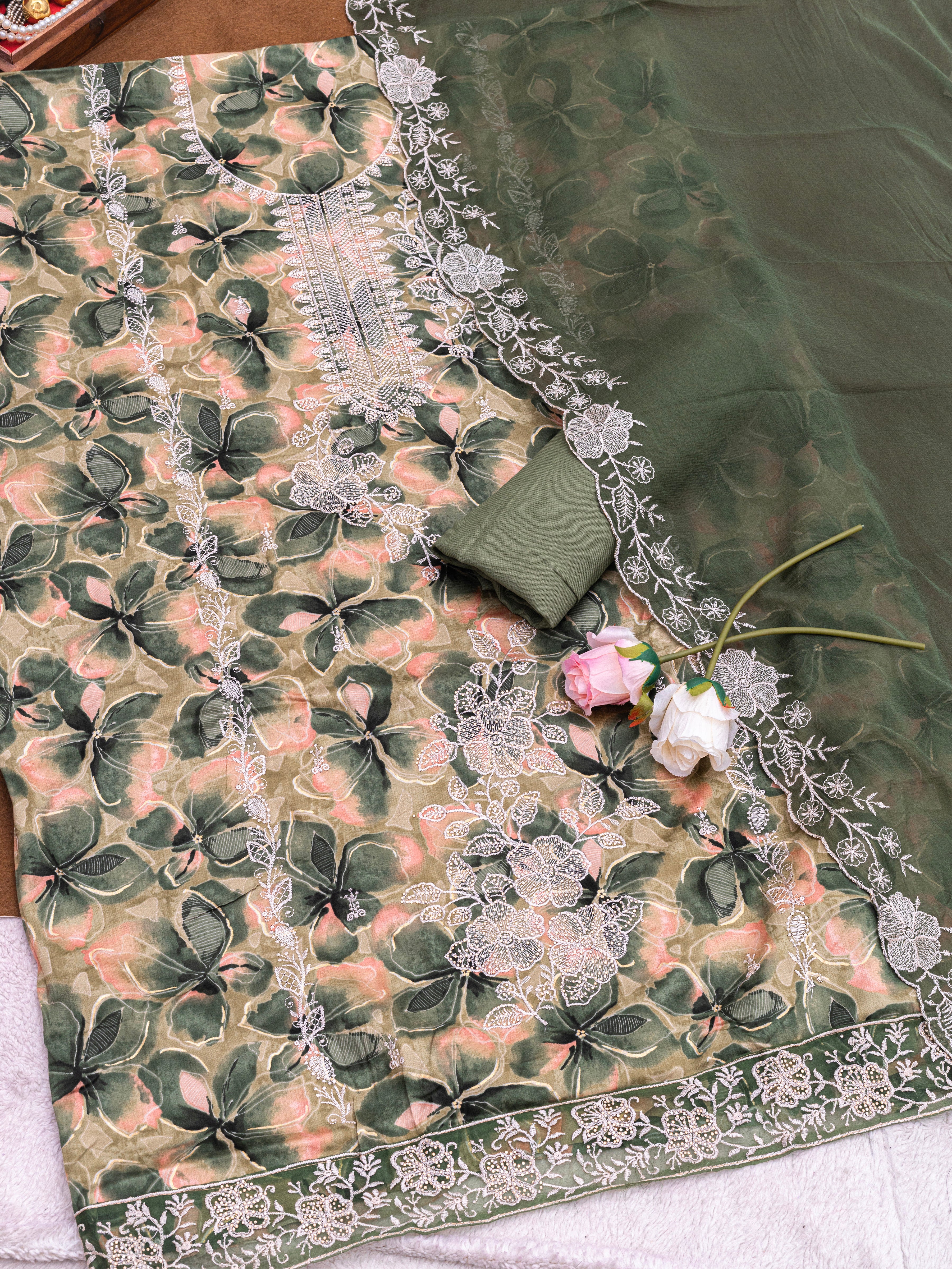 Premium Jam cotton Print with Beutiful Embroidery work additional sarvoski work