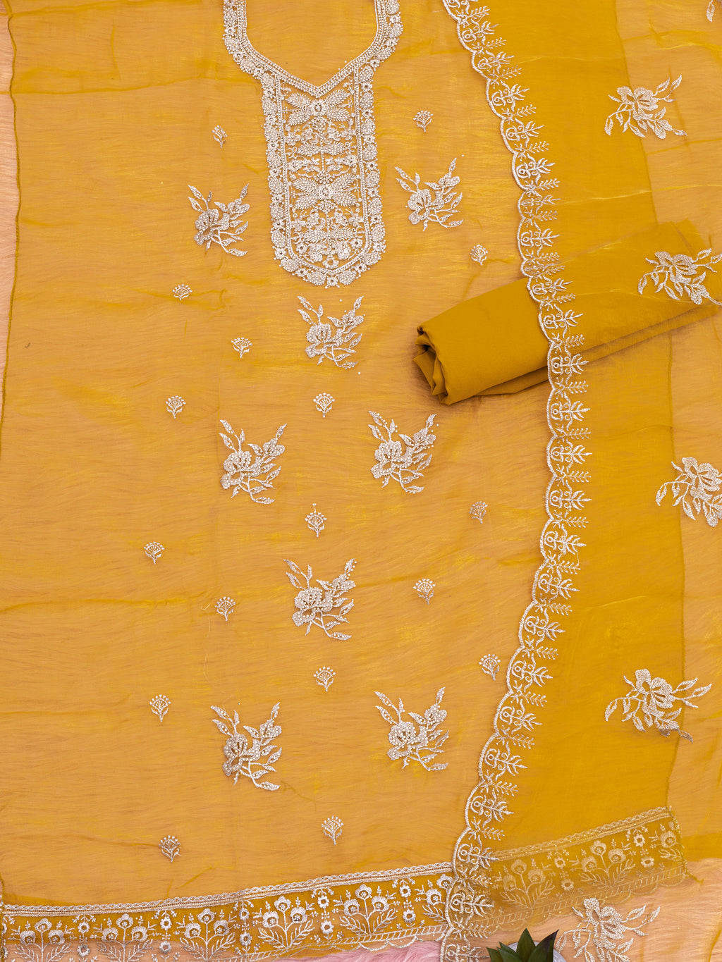 Premium Rolex Silk with Beutiful Embroidery Work Additional Jarkan Work