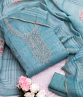 Rich Linen Shimmer with Fine Hand &amp; Thread Embroidered Neckline👗