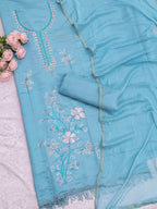 Pure Roman Silk With Beutiful Beads Work