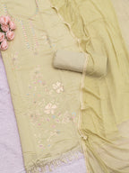Pure Roman Silk With Beutiful Beads Work