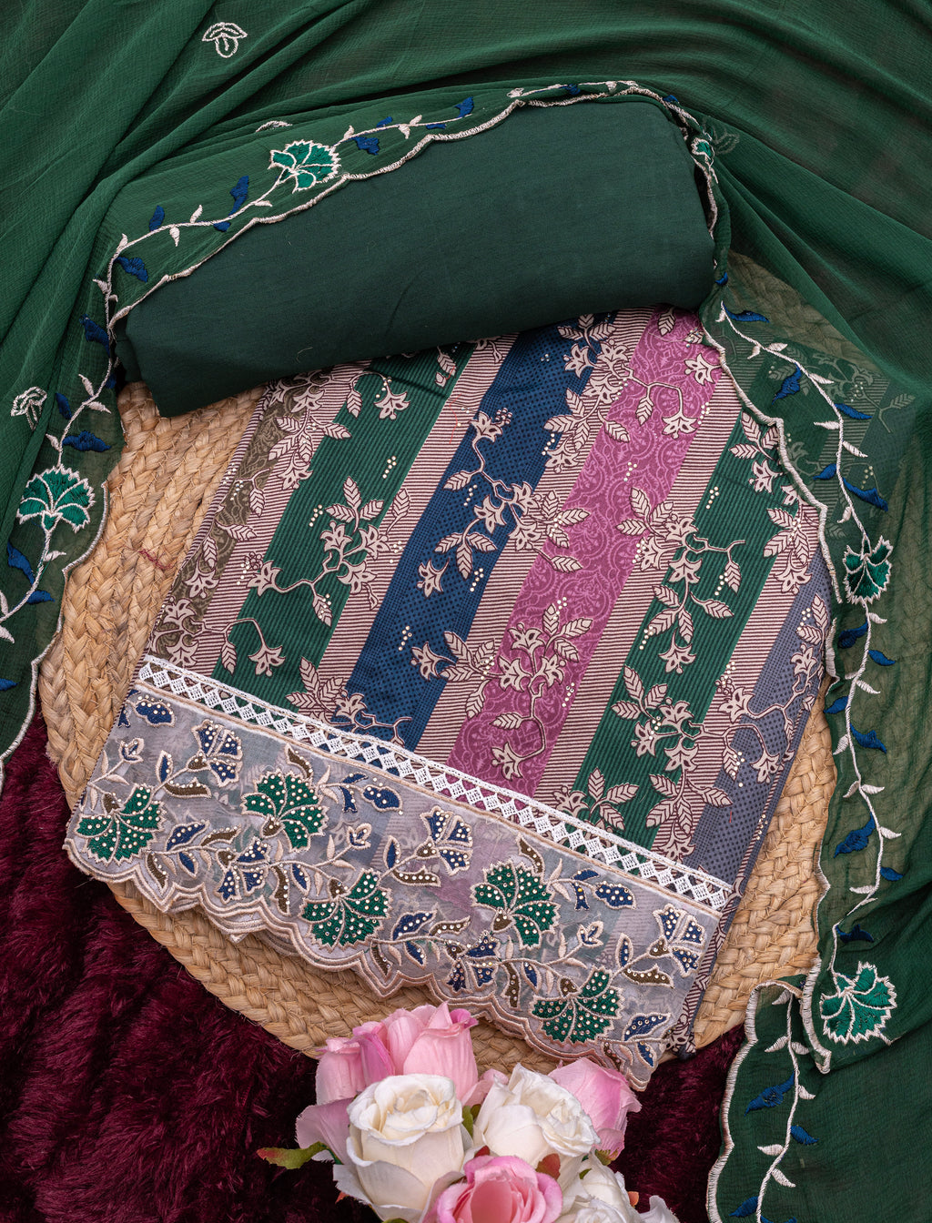 Premium Jam cotton Print with Beutiful Embroidery work additional sarvoski work