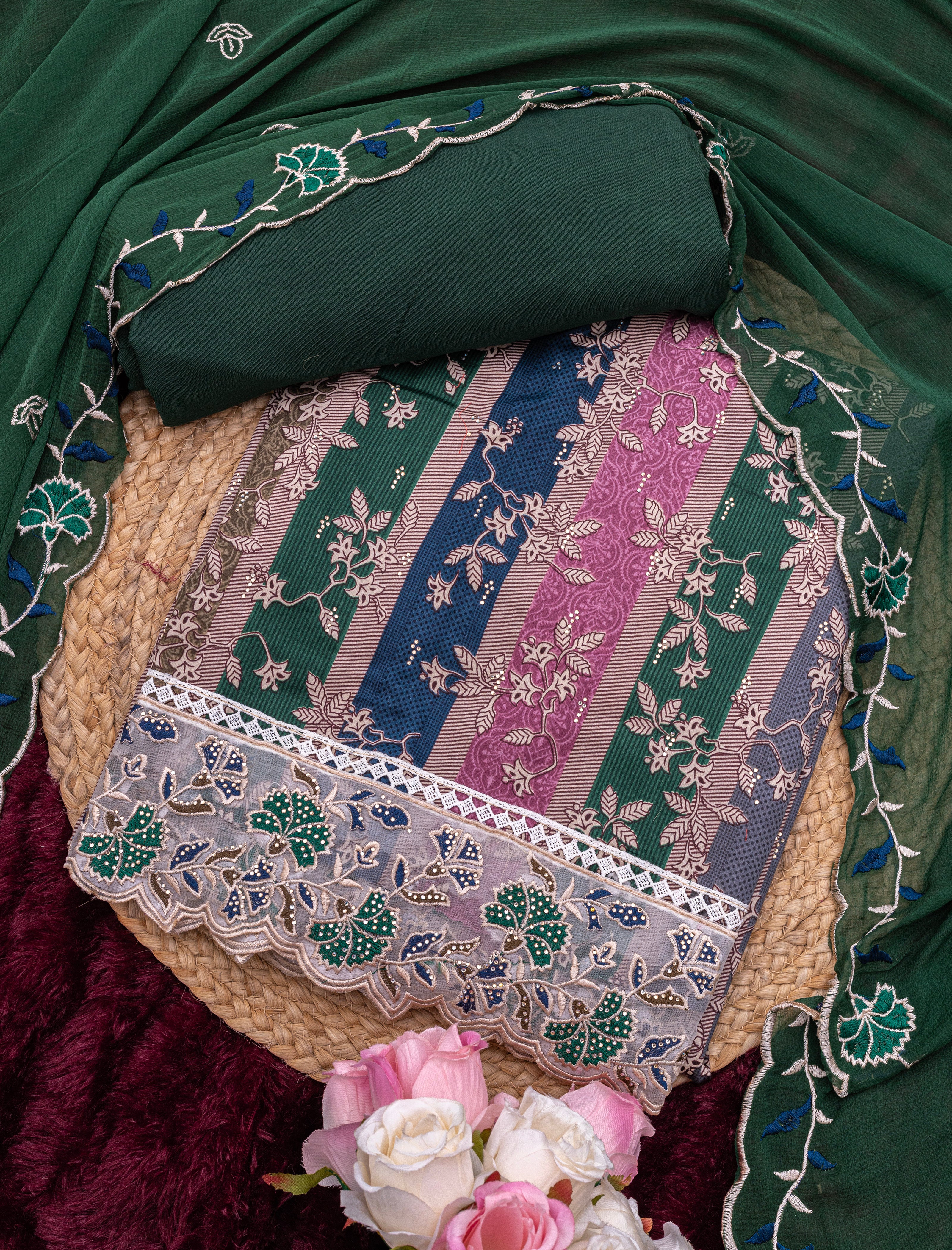 Premium Jam cotton Print with Beutiful Embroidery work additional sarvoski work