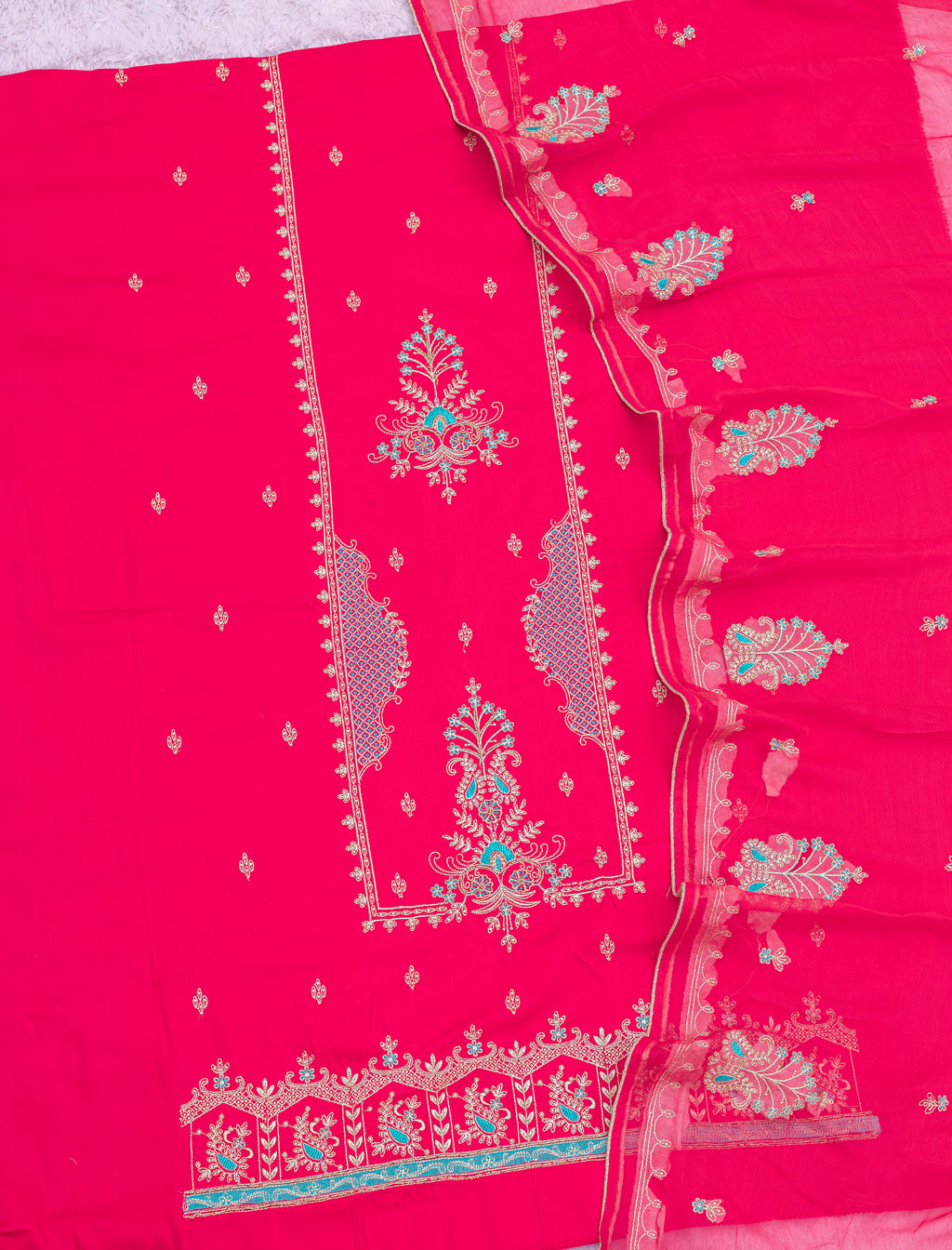 Pure Jaam Cotton Khatli Handwork Designer Suit with Pure Dupatta | My Suit Factory