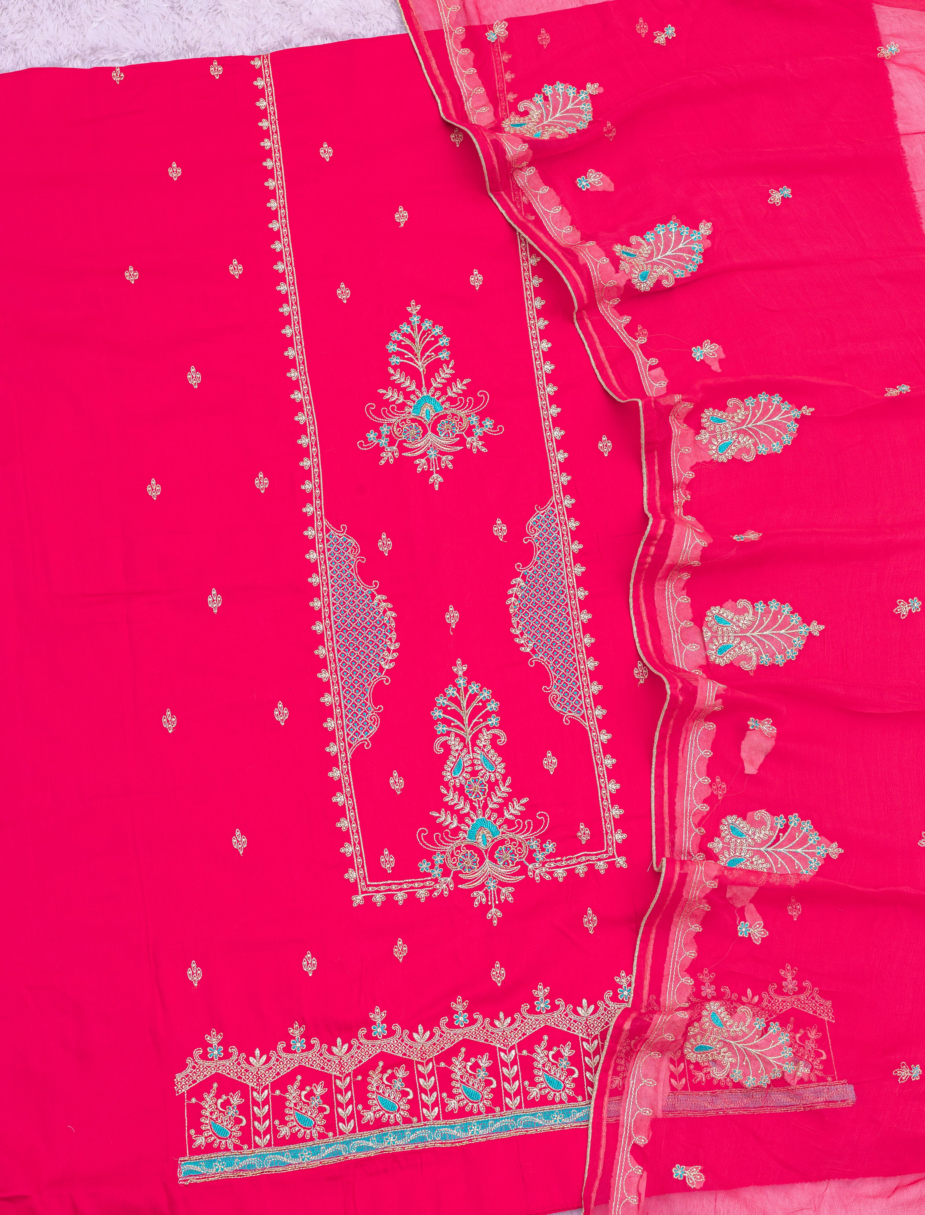 Pure Jaam Cotton Khatli Handwork Designer Suit with Pure Dupatta | My Suit Factory