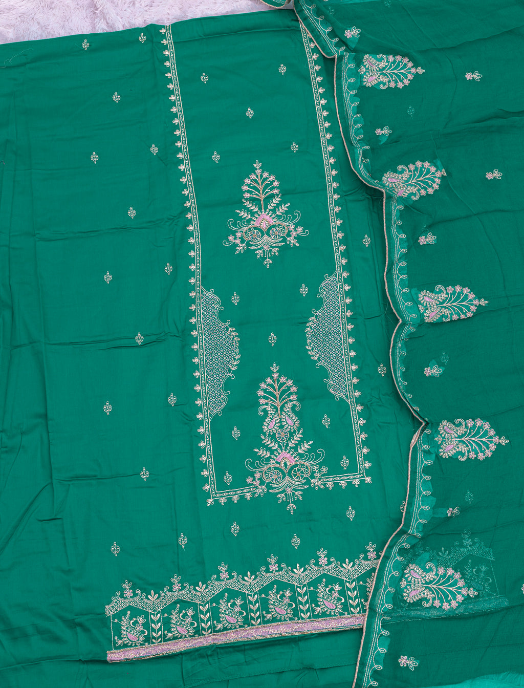 Pure Jaam Cotton Khatli Handwork Designer Suit with Pure Dupatta | My Suit Factory