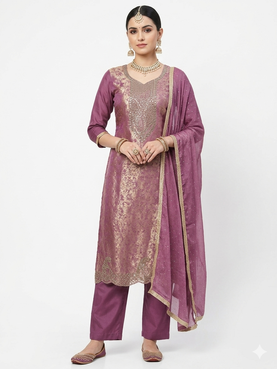 👑 ROYAL PREMIUM NC JACQUARD UNSTITCHED SUIT WITH BEAUTIFUL JARKAN WORK & DESIGNER LOOK