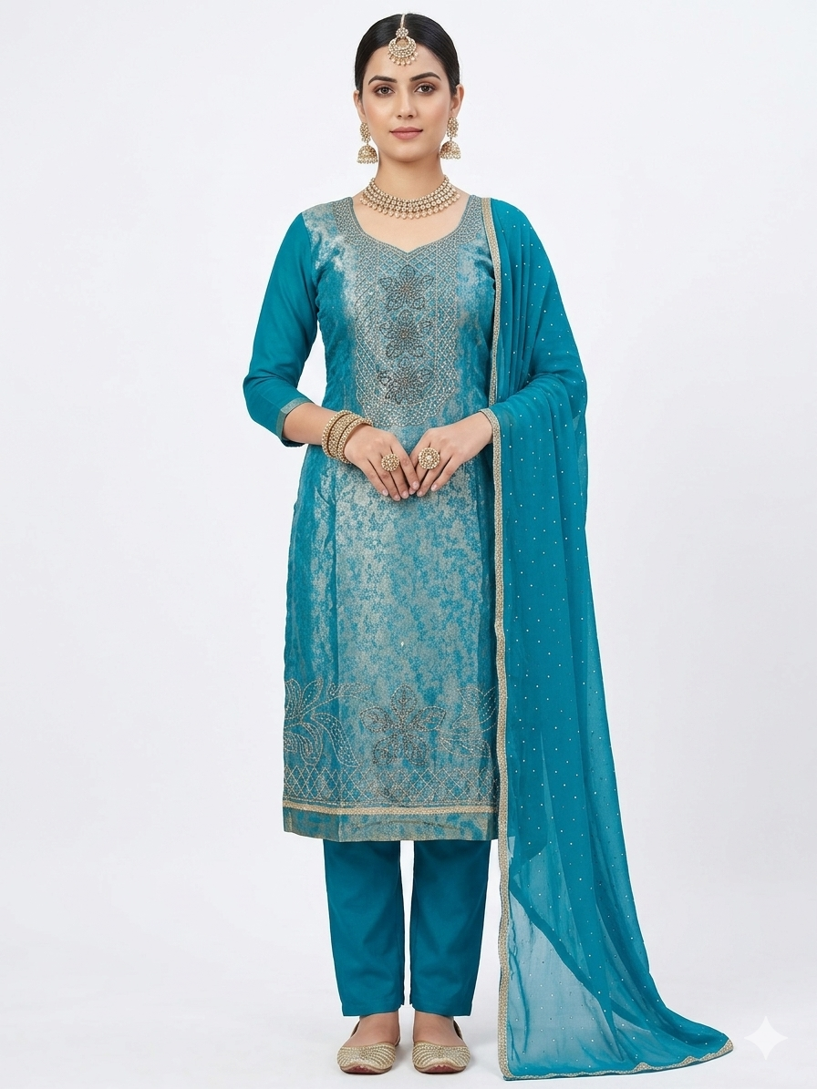 👑 ROYAL PREMIUM NC JACQUARD UNSTITCHED SUIT WITH BEAUTIFUL JARKAN WORK & DESIGNER LOOK