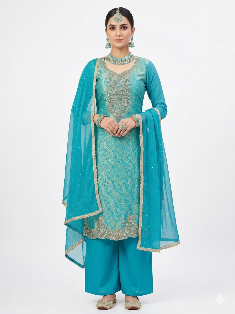 👑 ROYAL PREMIUM NC JACQUARD UNSTITCHED SUIT WITH BEAUTIFUL JARKAN WORK & DESIGNER LOOK