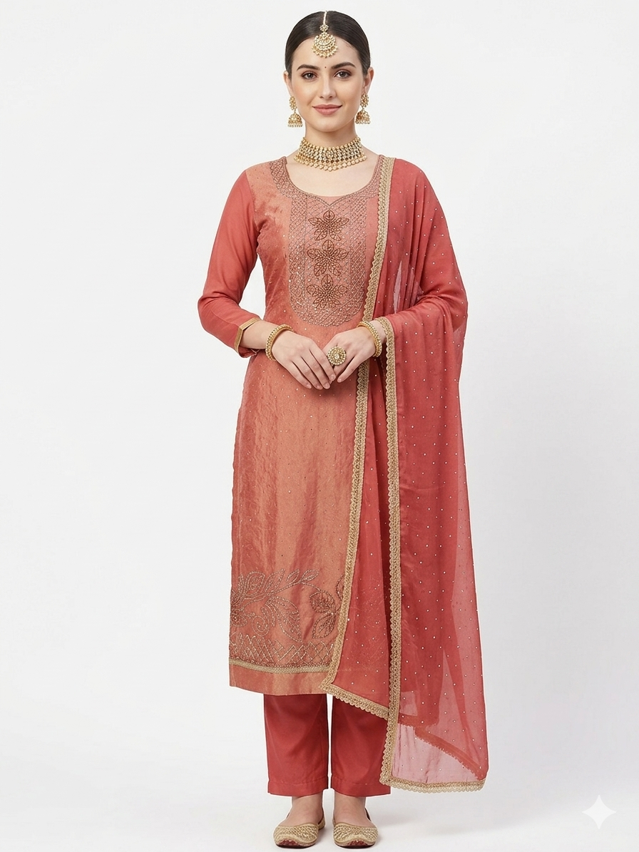 👑 ROYAL PREMIUM NC JACQUARD UNSTITCHED SUIT WITH BEAUTIFUL JARKAN WORK & DESIGNER LOOK