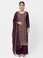 💎 PREMIUM CRUNCHY SILK UNSTITCHED SUIT WITH HEAVY EMBROIDERY WORK & DIAMOND WORK WITH INNER ✨