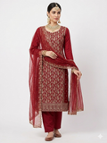 💎 PREMIUM CRUNCHY SILK UNSTITCHED SUIT WITH HEAVY EMBROIDERY WORK & DIAMOND WORK WITH INNER ✨