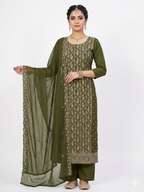 💎 PREMIUM CRUNCHY SILK UNSTITCHED SUIT WITH HEAVY EMBROIDERY WORK & DIAMOND WORK WITH INNER ✨
