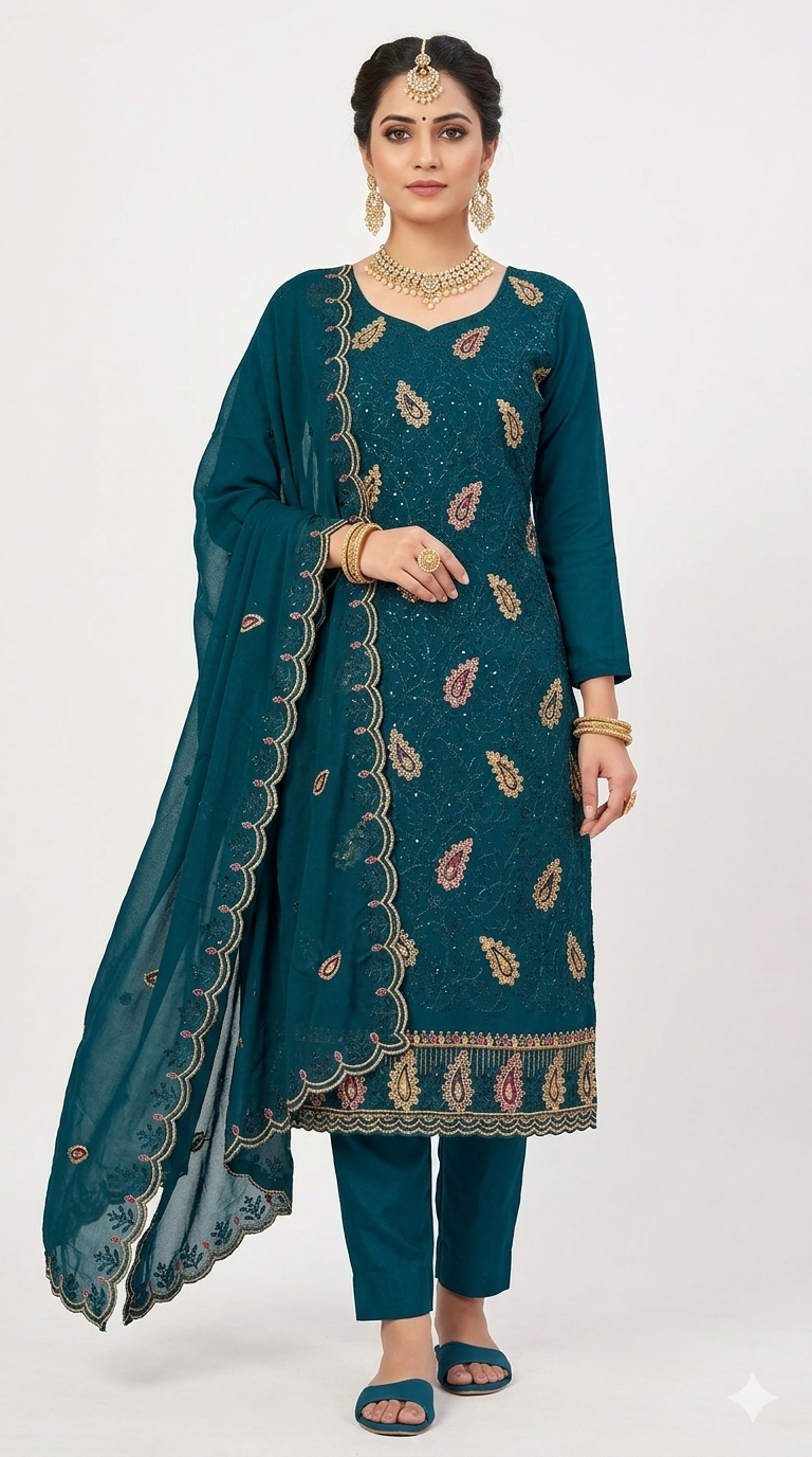 PREMIUM HEAVY STAR GEORGETTE WITH BYUTIFULL SEQUANCE WORK