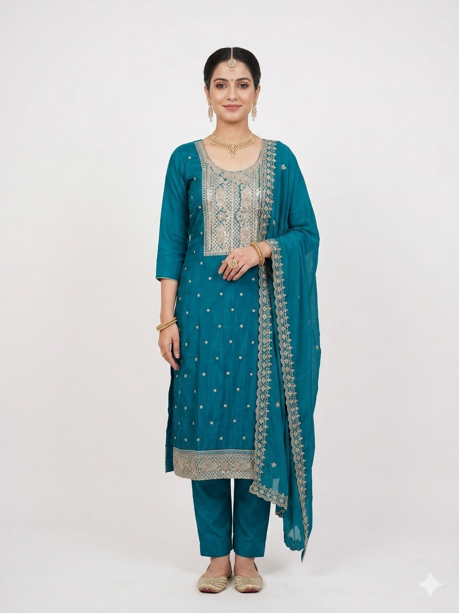 ROYAL PREMIUM GLASS ORGANZA UNSTICHED SUIT