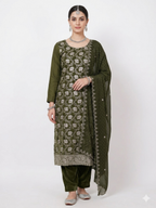 💎 PREMIUM CRUNCHY SILK UNSTITCHED SUIT WITH HEAVY EMBROIDERY WORK & DIAMOND WORK WITH INNER ✨