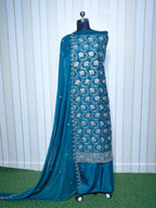 💎 PREMIUM CRUNCHY SILK UNSTITCHED SUIT WITH HEAVY EMBROIDERY WORK & DIAMOND WORK WITH INNER ✨