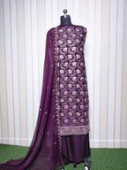 💎 PREMIUM CRUNCHY SILK UNSTITCHED SUIT WITH HEAVY EMBROIDERY WORK & DIAMOND WORK WITH INNER ✨