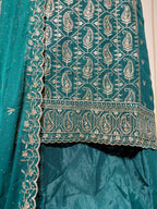 💎 PREMIUM CRUNCHY SILK UNSTITCHED SUIT WITH HEAVY EMBROIDERY WORK & DIAMOND WORK WITH INNER ✨