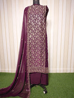 💎 PREMIUM CRUNCHY SILK UNSTITCHED SUIT WITH HEAVY EMBROIDERY WORK & DIAMOND WORK WITH INNER ✨