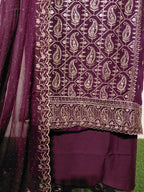 💎 PREMIUM CRUNCHY SILK UNSTITCHED SUIT WITH HEAVY EMBROIDERY WORK & DIAMOND WORK WITH INNER ✨