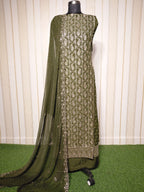 💎 PREMIUM CRUNCHY SILK UNSTITCHED SUIT WITH HEAVY EMBROIDERY WORK & DIAMOND WORK WITH INNER ✨