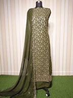 💎 PREMIUM CRUNCHY SILK UNSTITCHED SUIT WITH HEAVY EMBROIDERY WORK & DIAMOND WORK WITH INNER ✨