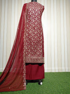 💎 PREMIUM CRUNCHY SILK UNSTITCHED SUIT WITH HEAVY EMBROIDERY WORK & DIAMOND WORK WITH INNER ✨
