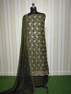 💎 PREMIUM CRUNCHY SILK UNSTITCHED SUIT WITH HEAVY EMBROIDERY WORK & DIAMOND WORK WITH INNER ✨