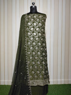 💎 PREMIUM CRUNCHY SILK UNSTITCHED SUIT WITH HEAVY EMBROIDERY WORK & DIAMOND WORK WITH INNER ✨