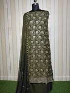 💎 PREMIUM CRUNCHY SILK UNSTITCHED SUIT WITH HEAVY EMBROIDERY WORK & DIAMOND WORK WITH INNER ✨
