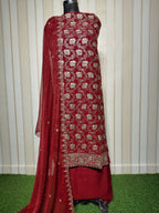 💎 PREMIUM CRUNCHY SILK UNSTITCHED SUIT WITH HEAVY EMBROIDERY WORK & DIAMOND WORK WITH INNER ✨