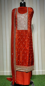 ROYAL PREMIUM GLASS ORGANZA UNSTICHED SUIT