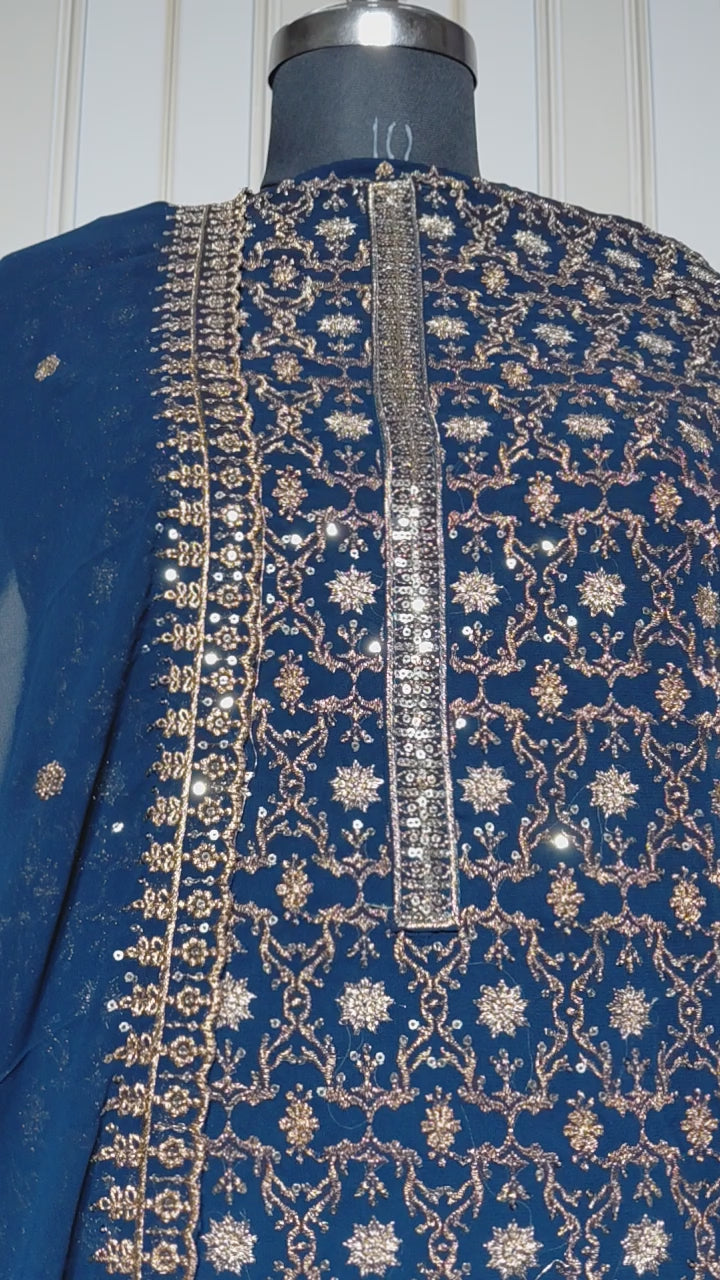 👑 ROYAL PREMIUM HEAVY GEORGETTE PARTY WEAR SUIT WITH BEAUTIFUL SEQUENCE WORK & DESIGNER LOOK ✨