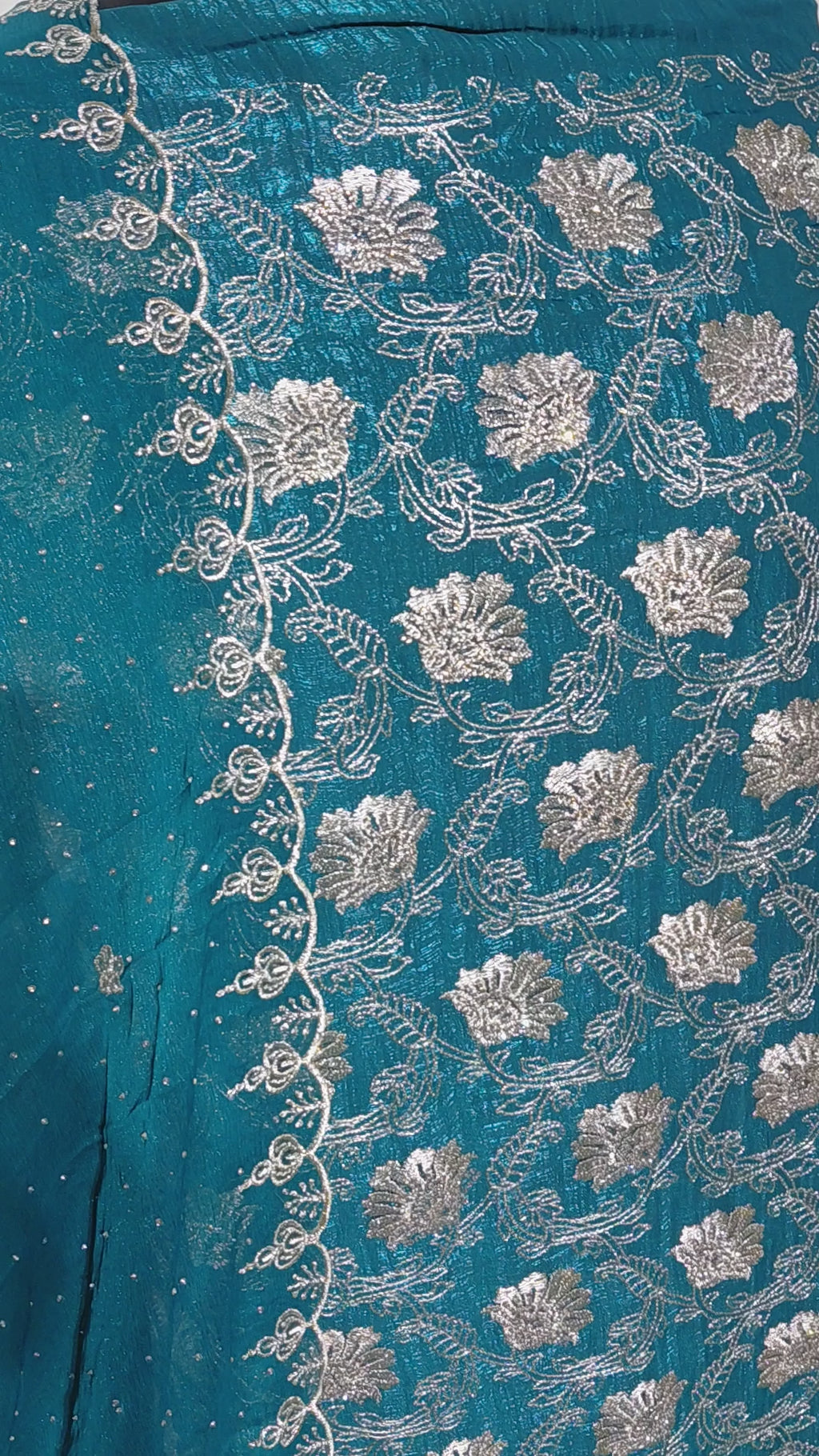 💎 PREMIUM CRUNCHY SILK UNSTITCHED SUIT WITH HEAVY EMBROIDERY WORK & DIAMOND WORK WITH INNER ✨