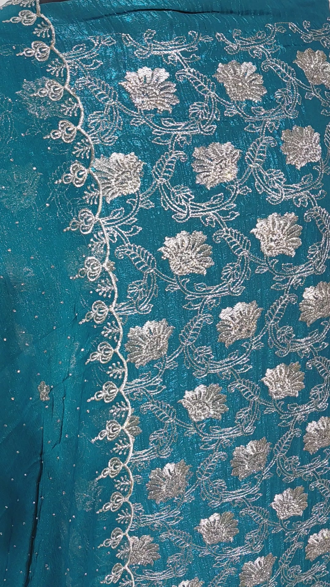 💎 PREMIUM CRUNCHY SILK UNSTITCHED SUIT WITH HEAVY EMBROIDERY WORK & DIAMOND WORK WITH INNER ✨