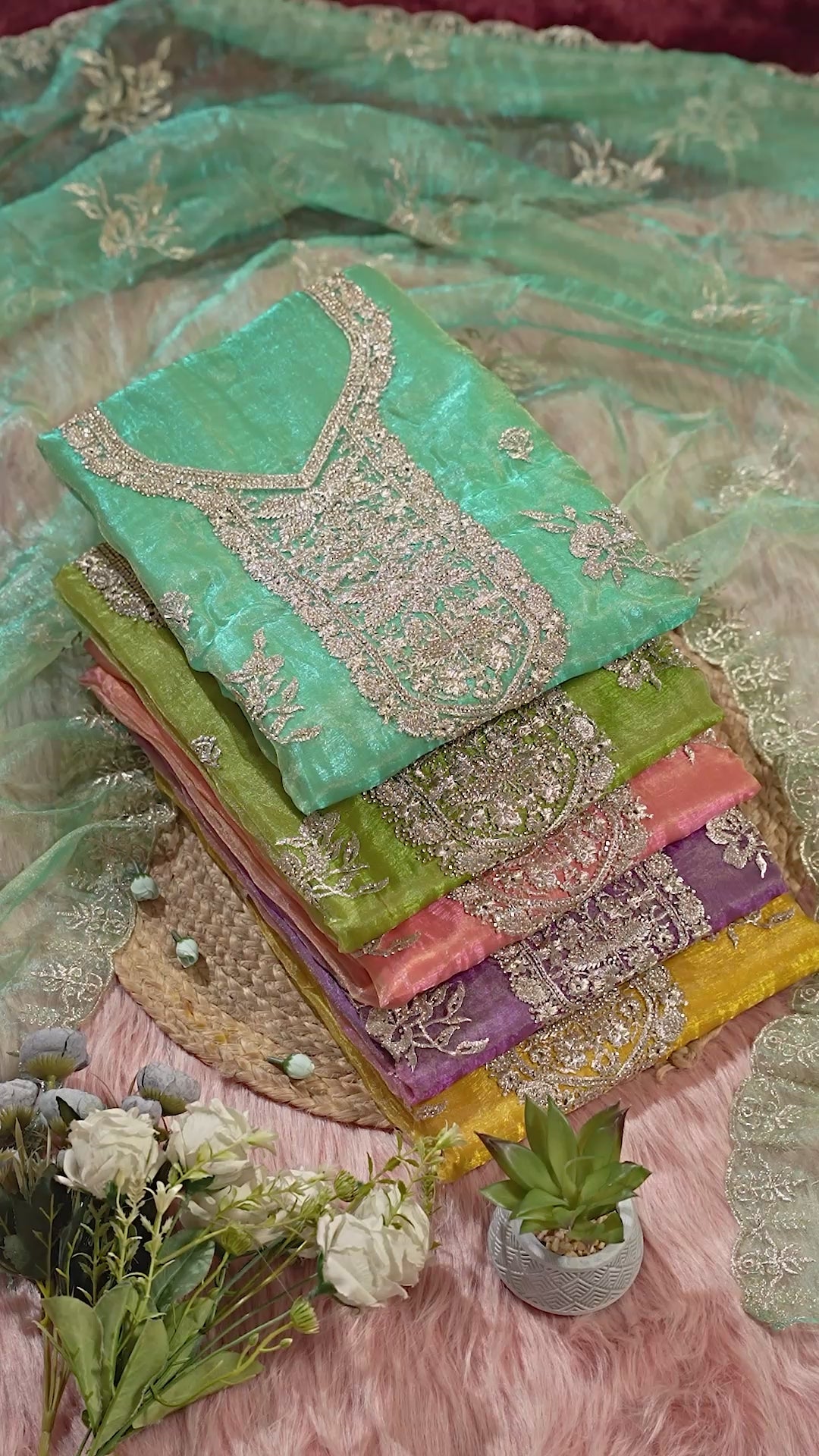 Premium Rolex Silk with Beutiful Embroidery Work Additional Jarkan Work
