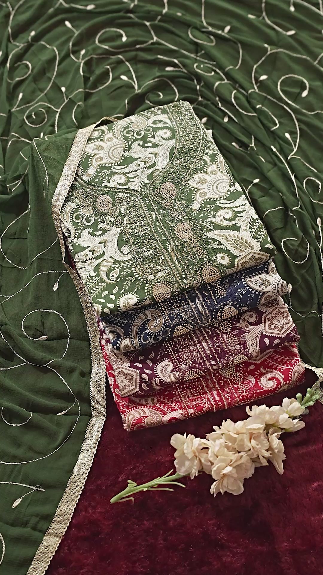 Premium Jam cotton Print with Beutiful Embroidery work additional sarvoski work