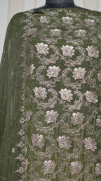 💎 PREMIUM CRUNCHY SILK UNSTITCHED SUIT WITH HEAVY EMBROIDERY WORK & DIAMOND WORK WITH INNER ✨
